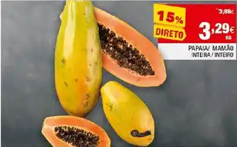 Continente Papaia/ Mamão Inteira/Inteiro promoção