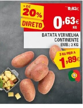 Continente Batata Vermelha Continente 3kg promoção