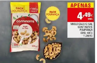 Continente Miolo Caju C/ Sal Continente 400g promoção
