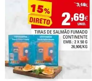 Continente Tiras de Salmão Fumado Continente 2x50g promoção