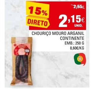 Continente Chouriço Mouro Arganil Continente 250g promoção