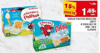 Continente Queijo Palitos Regular/ Light A Vaca Que Ri 140g promoção