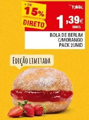 Continente Bola de Berlim C/Morango Pack 2 Unid promoção