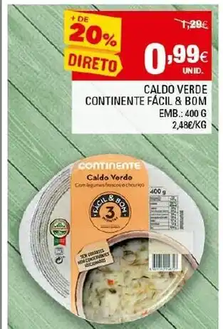 Continente Caldo Verde Continente 400g promoção