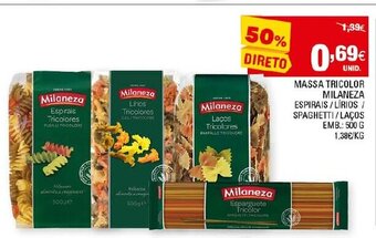 Continente Massa Tricolor Milaneza 500g promoção