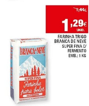 Continente Farinha Trigo Branca de Neve Super Fine C/ Fermento 1kg promoção