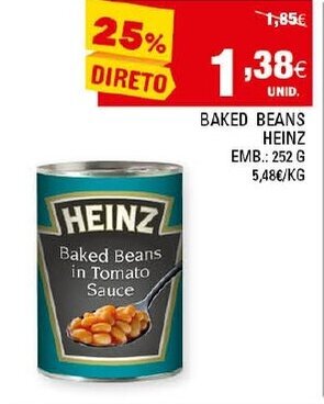 Continente Baked Beans Heinz 252g promoção