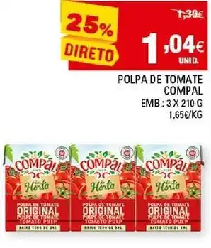 Continente Polpa de Tomate Compal 3x210g promoção