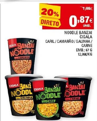 Continente Noodle Banzai Cigala 67g promoção