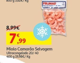 Auchan Miolo camarão selvagem 20/40 ultracongelado 400 gr promoção