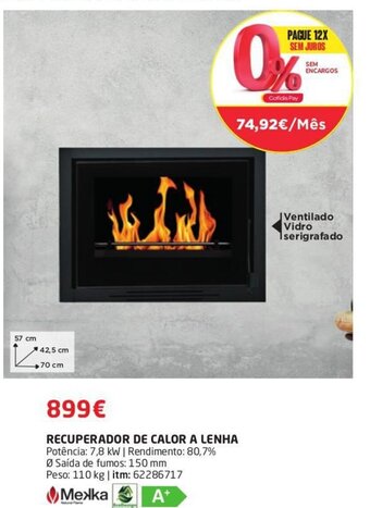 Bricomarché Recuperador de Calor A Lenha promoção