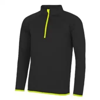 Sport Zone Só cool mens half zip sweatshirt awdis (jet black/ amarelo elétrico) promoção