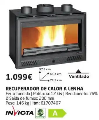 Bricomarché Recuperador de Calor A Lenha promoção