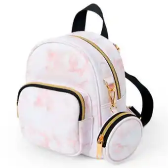 Claire's Marbled mini backpack - pink & white promoção