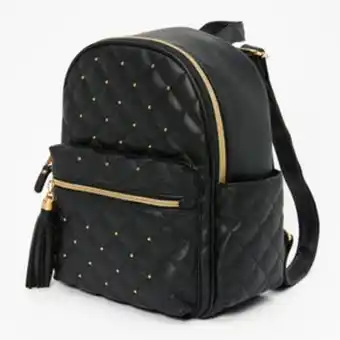 Claire's Faux leather gold pearl studded mini backpack - black promoção