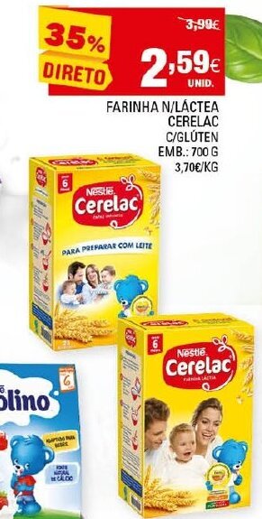 Continente Farinha N/Lãctea Cerelac C/Glúten 700g promoção