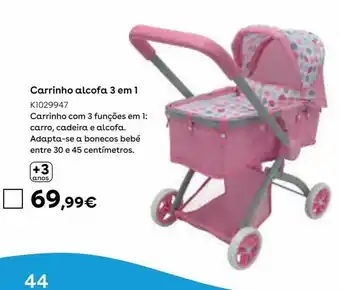 Toys R Us Carrinho alcofa 3 em 1 para bonecos bebé promoção