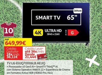 Auchan Tv lg 65" 4k smart 65uq70006lb.aeuq promoção