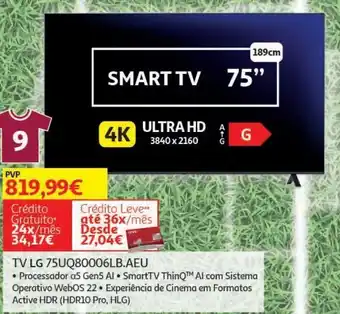 Auchan Tv lg 75'' 4k smart 75uq80006lb.aeu promoção