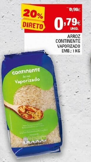 Continente Arroz Continente Vaporizado 1kg promoção