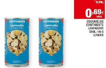 Continente Cogumelos Continente Laminados 185g promoção