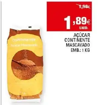 Continente Açúcar Continente Mascavado 1kg promoção