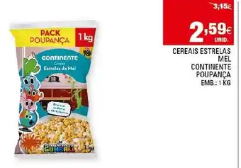 Continente Cereais Estrelas Mel Continente Pounça 1kg promoção