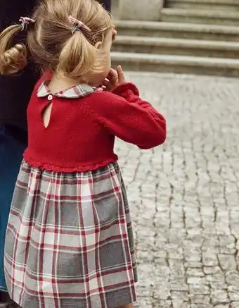 Zippy Vestido combinado com xadrez para bebé menina 'b&s', vermelho/cinza promoção