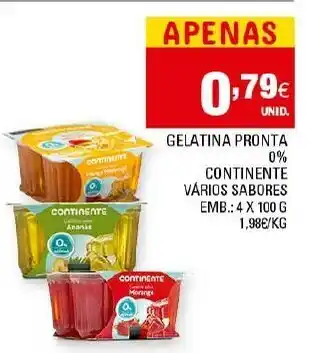 Continente Gelatina Pronta 0% Continente 4x100g promoção