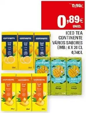 Continente Iced Tea Continente 6x20cl promoção