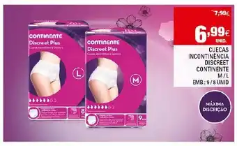 Cuecas Incontinéncia Discreet Continete M/L