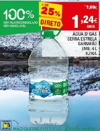 Continente Água S/Gás Serra Estrela Garrafão 6L promoção