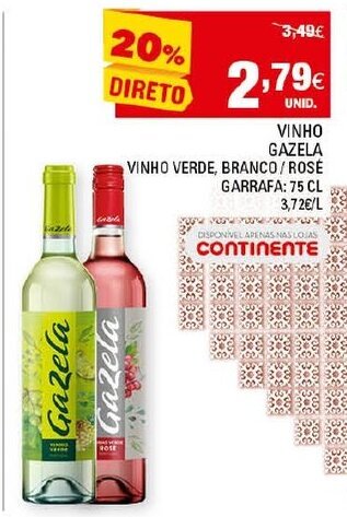 Continente Vinho Gazela 75cl promoção