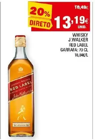 Continente Whisky J.Walker Red Label 70cl promoção