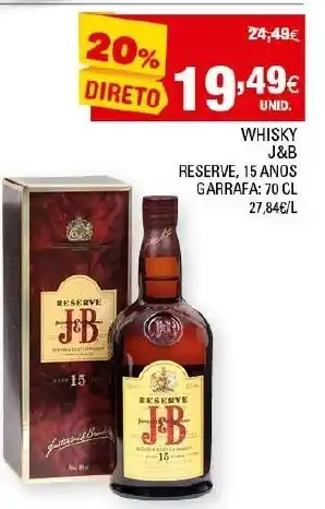 Continente Whisky J&B Reserve, 15 Anos 70cl promoção