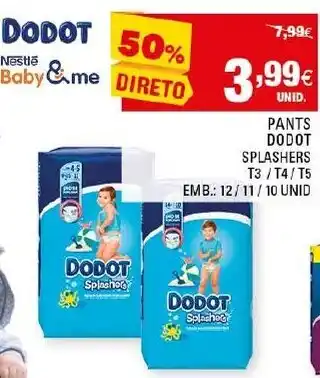 Continente Pants Dodot Splashers T3/ T4/ T5 10 Unid promoção