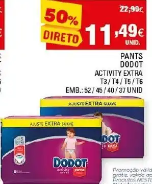 Continente Pants Dodot Activity Extra T3/ T4/ T5/ T6 promoção