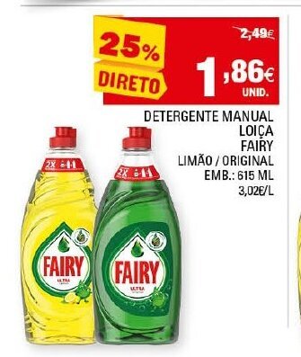 Continente Detergente Manual Loiça Fairy 615ml promoção