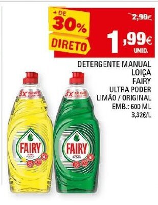 Continente Detergente Manual Loiça Fairy 600ml promoção
