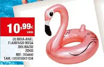 Continente Boia Anel Flamingo Rosa Dourado Zoko 110x110x11cm promoção