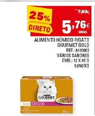 Continente Alimento Húmido P/Gato Gourmet Gold 12x85g promoção
