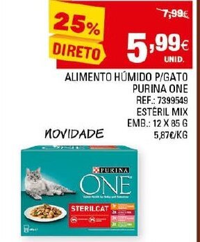 Continente Alimento Húmido P/Gato Purina One 12x85g promoção