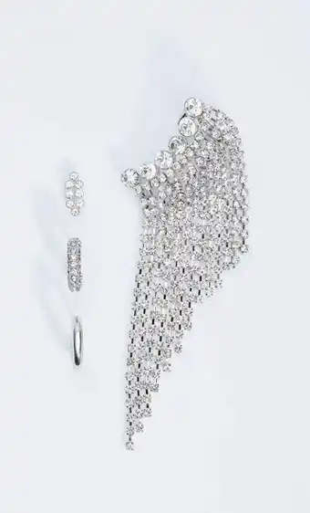 Ear cuff brilhante em cascata e argolas