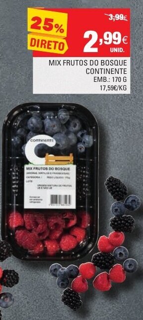 Continente Mix Frutos do Bosque Continente 170g promoção