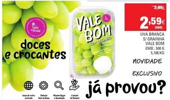Continente Uva Branca S/Grainha Vale Bom 500g promoção