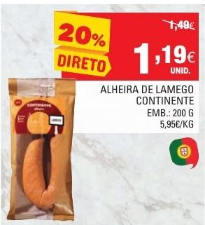 Continente Alheira de Lamego Continente 200g promoção