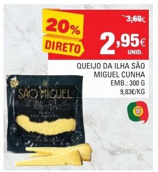 Continente Queijo da Ilha São Miguel Cunha 300g promoção