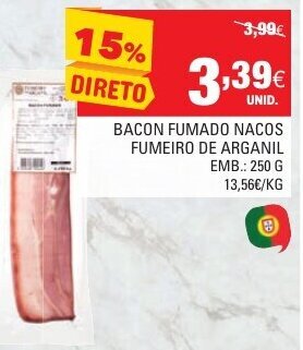Continente Bacon Fumado Nacos Fumeiro de Arganil 250g promoção