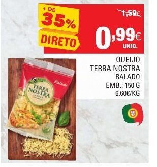 Continente Queijo Terra Nostra Ralado 150g promoção