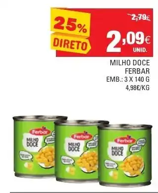 Continente Milho Doce Ferbar 3x140g promoção